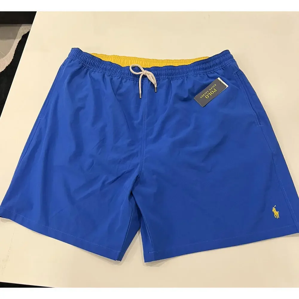 Polo Ralph Lauren Big & Tall Men's Royal Blue Solid Print Swim Trunks 2XLT